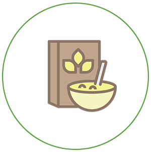 Icon of food products in a green circle