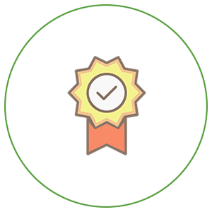 Icon of a quality reward in a green circle