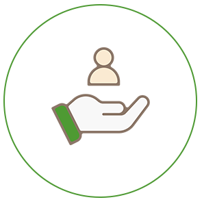 Icon of customer support in a green circle